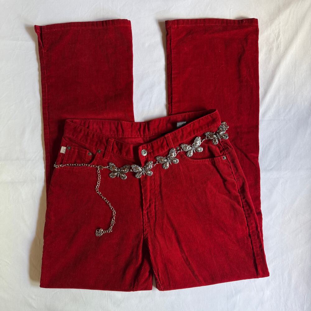 Y2K Baby Phat Cherry Red Corduroy Pants Sz 34